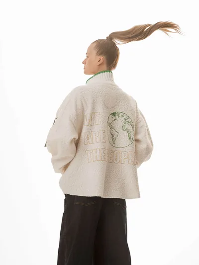 Varsity White fleecegenser